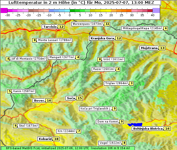 Temperatur, 7. 7. 2025
