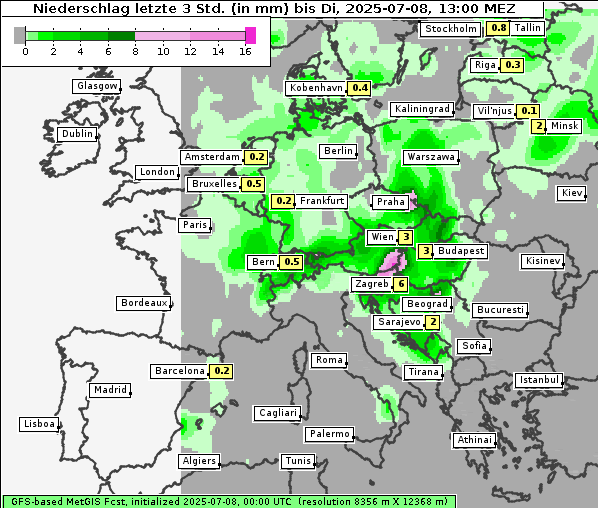 Niederschlag, 8. 7. 2025