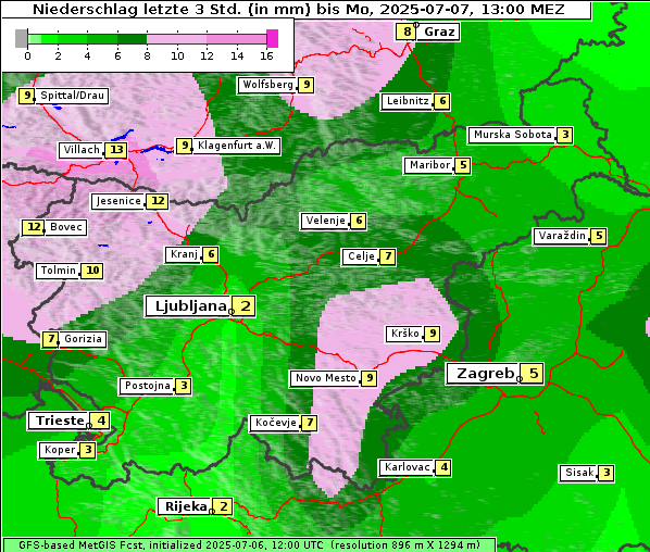 Niederschlag, 7. 7. 2025