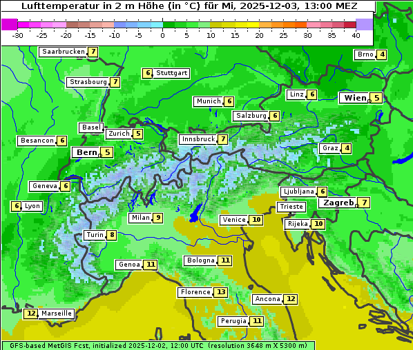 Temperatur, 3. 12. 2025