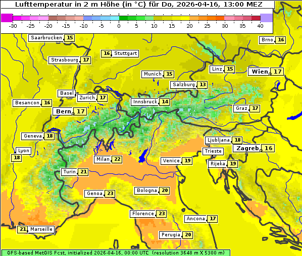 Temperatur, 16. 4. 2026