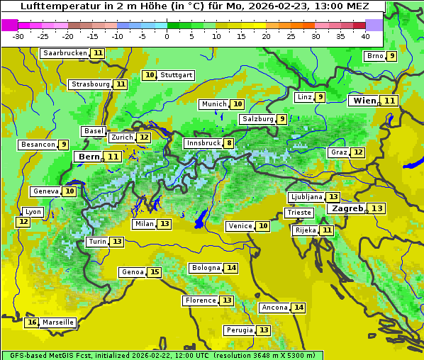 Temperatur, 23. 2. 2026