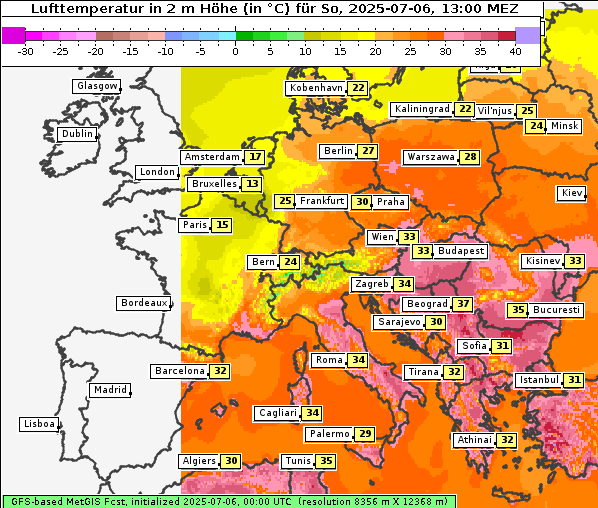 Temperatur, 6. 7. 2025