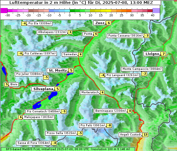 Temperatur, 8. 7. 2025