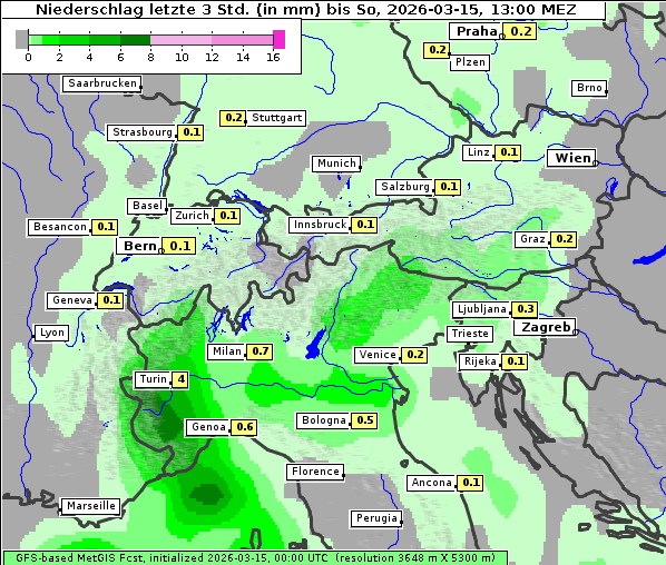 Niederschlag, 15. 3. 2026