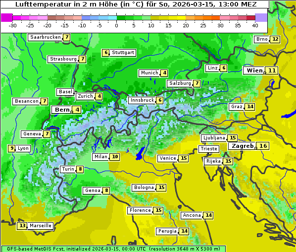 Temperatur, 15. 3. 2026