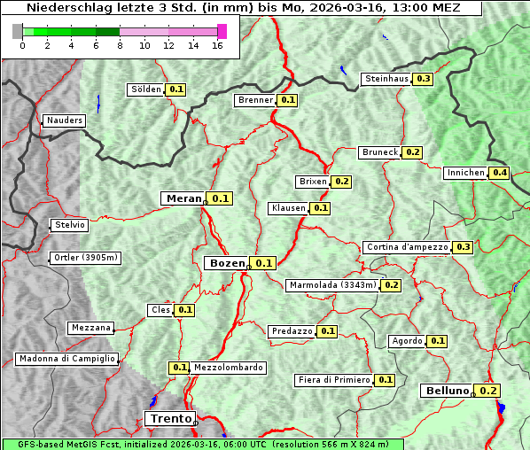 Niederschlag, 16. 3. 2026