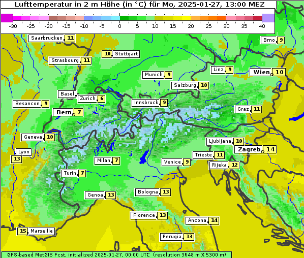 Temperatur, 27. 1. 2025