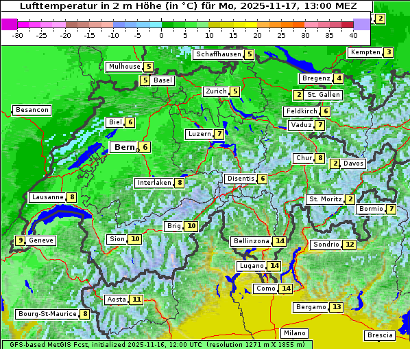 Temperatur, 17. 11. 2025