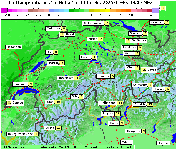 Temperatur, 30. 11. 2025