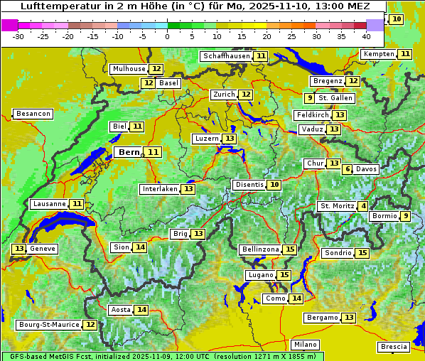 Temperatur, 10. 11. 2025