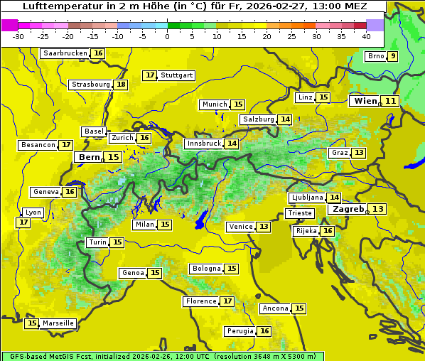 Temperatur, 27. 2. 2026