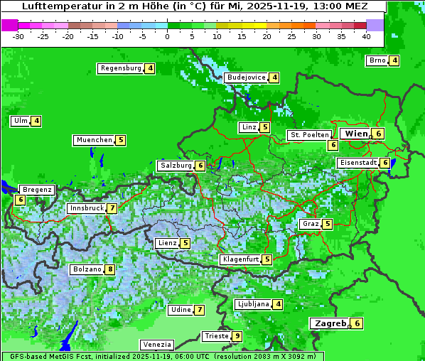 Temperatur, 19. 11. 2025