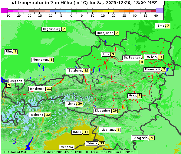 Temperatur, 20. 12. 2025