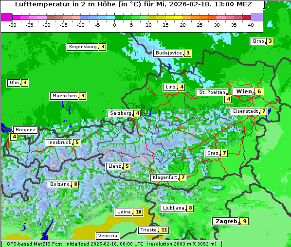 Temperatur, 18. 2. 2026