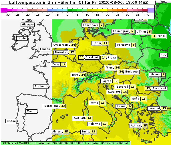 Temperatur, 6. 3. 2026