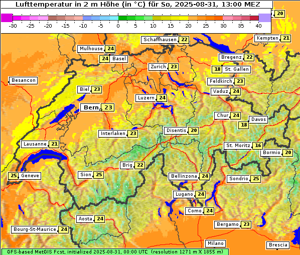 Temperatur, 31. 8. 2025