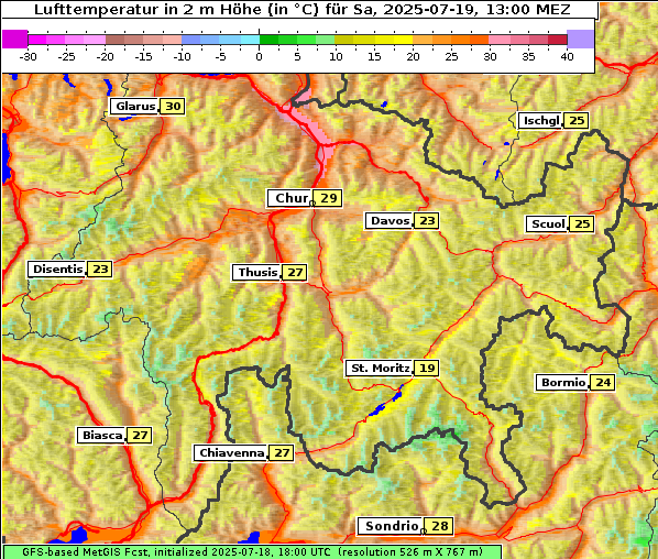 Temperatur, 19. 7. 2025