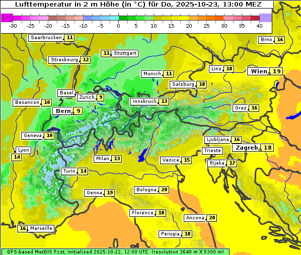 Temperatur, 23. 10. 2025