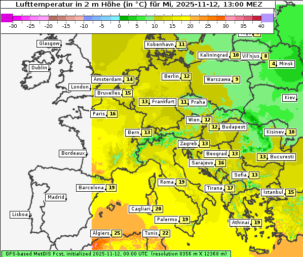 Temperatur, 12. 11. 2025