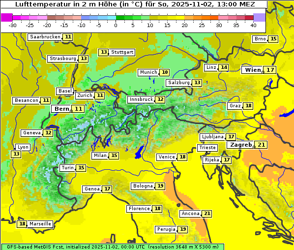 Temperatur, 2. 11. 2025
