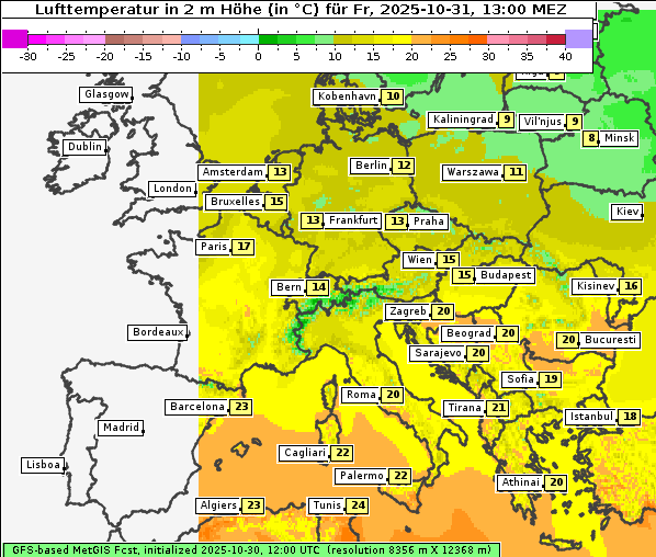 Temperatur, 31. 10. 2025