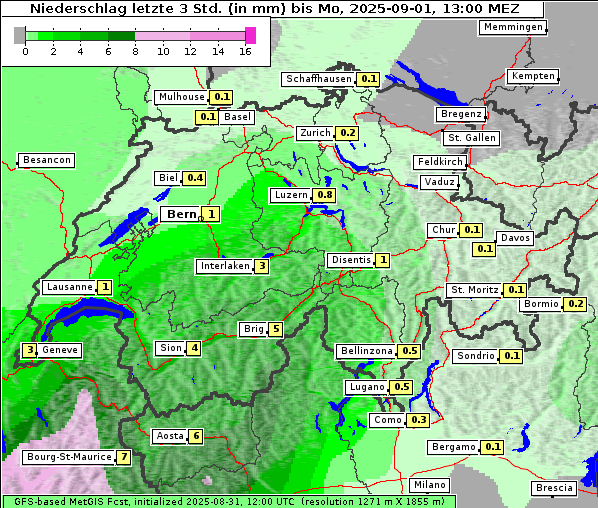 Niederschlag, 1. 9. 2025