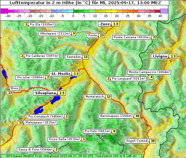Temperatur, 17. 9. 2025