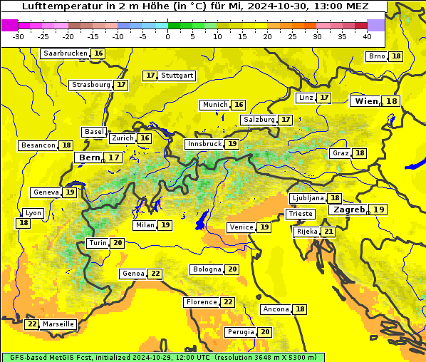 Temperatur, 30. 10. 2024