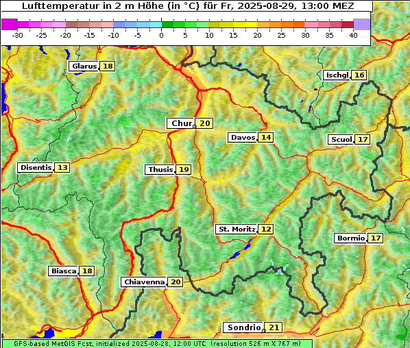 Temperatur, 29. 8. 2025