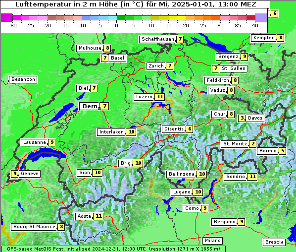 Temperatur, 1. 1. 2025