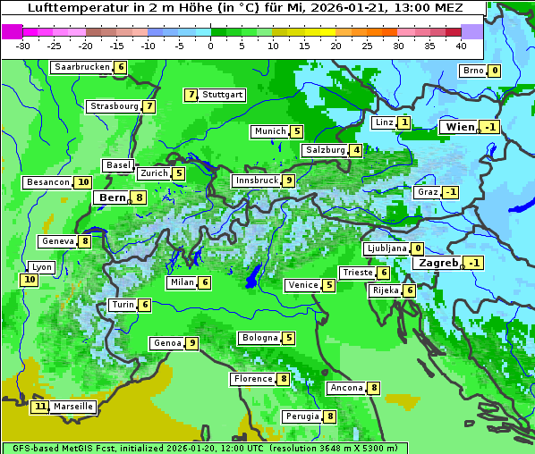 Temperatur, 21. 1. 2026