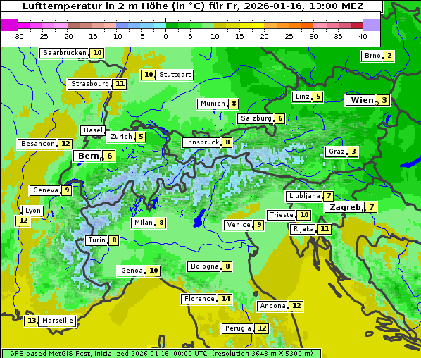 Temperatur, 16. 1. 2026