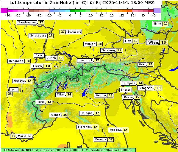 Temperatur, 14. 11. 2025