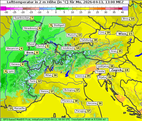 Temperatur, 13. 4. 2026