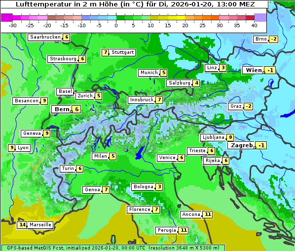Temperatur, 20. 1. 2026