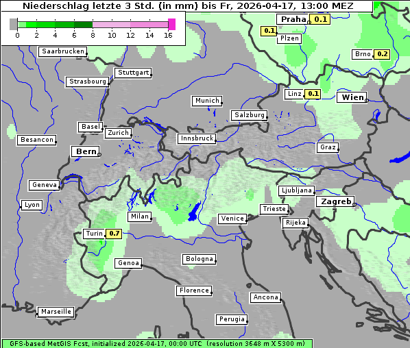 Niederschlag, 17. 4. 2026