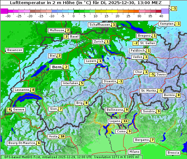 Temperatur, 30. 12. 2025