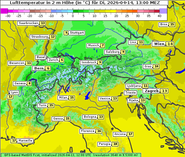 Temperatur, 14. 4. 2026