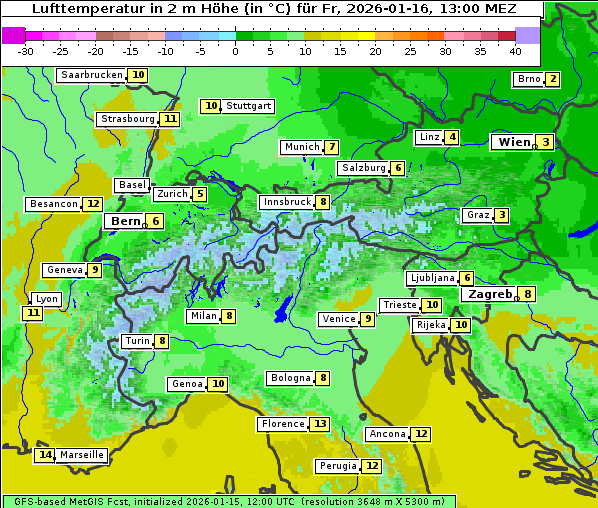 Temperatur, 16. 1. 2026