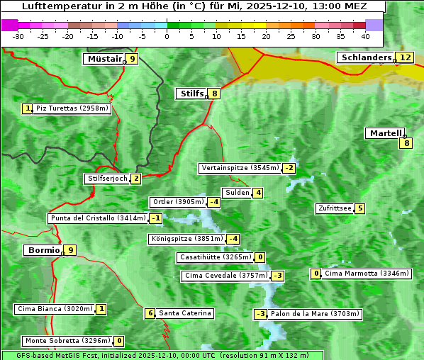 Temperatur, 10. 12. 2025