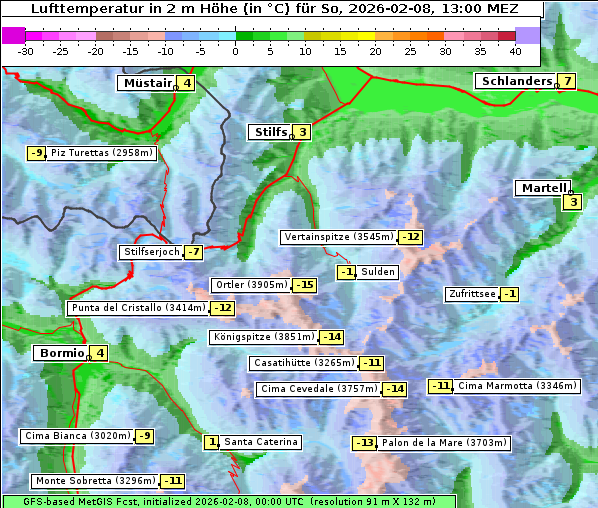 Temperatur, 8. 2. 2026