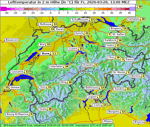 Temperatur, 20. 3. 2026