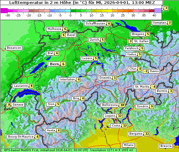 Temperatur, 1. 4. 2026