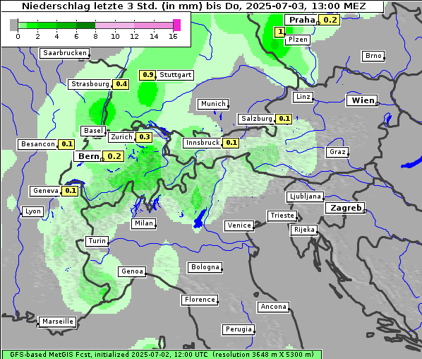 Niederschlag, 3. 7. 2025