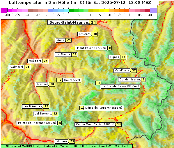 Temperatur, 12. 7. 2025