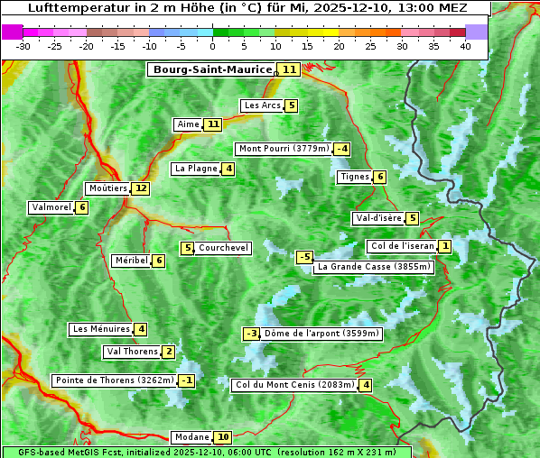 Temperatur, 10. 12. 2025