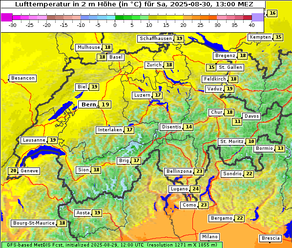 Temperatur, 30. 8. 2025