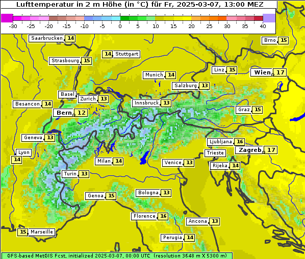 Temperatur, 7. 3. 2025