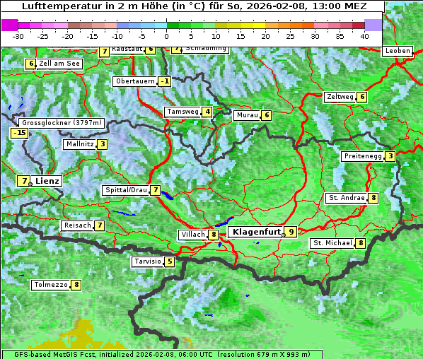 Temperatur, 8. 2. 2026